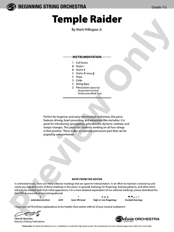 Temple Raider - String Orchestra Conductor Score & Parts (Digital Download)