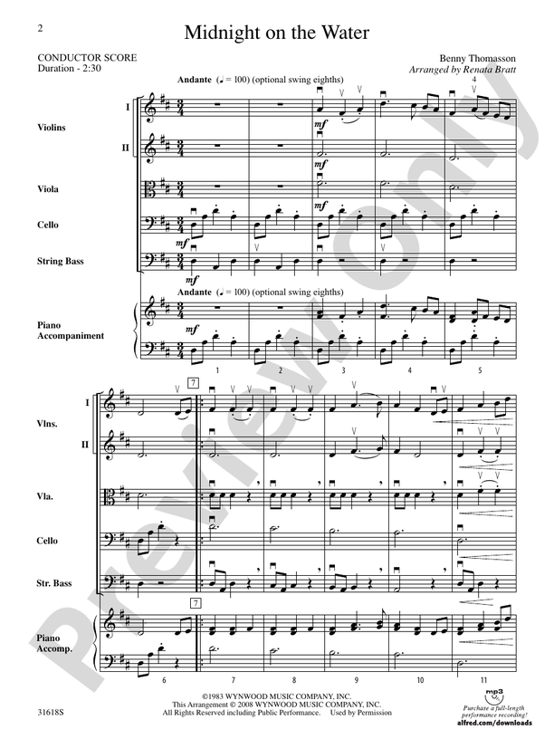 Midnight on the Water – String Orchestra Conductor Score & Parts (Digital Download)