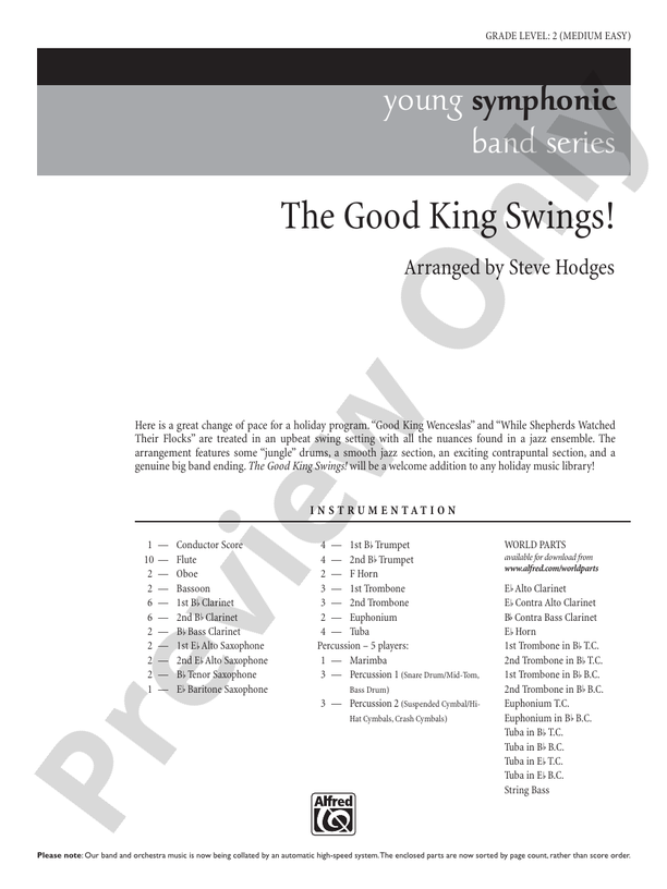 The Good King Swings! - Concert Band Conductor Score & Parts (Digital Download)