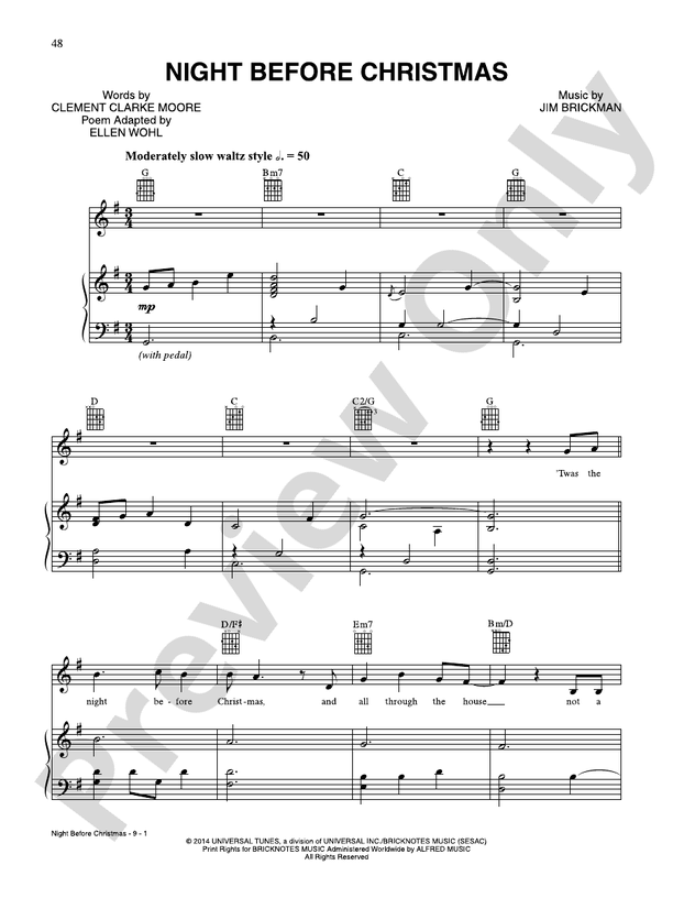 Night Before Christmas -  Jim Brickman - PVG (Digital Download)