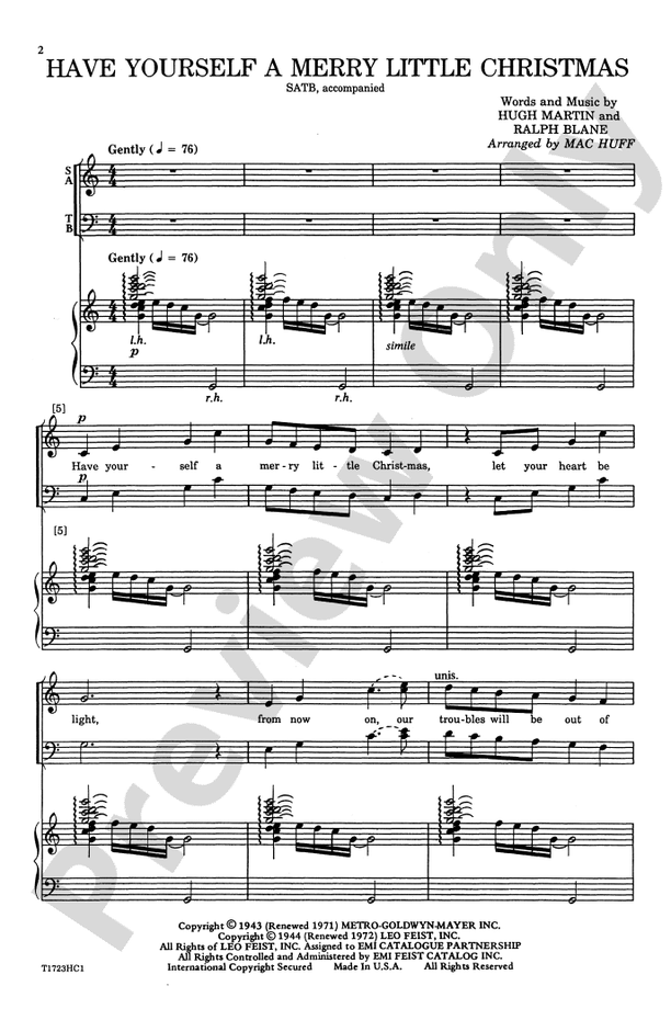 Have Yourself a Merry Little Christmas – SATB Choral Octavo (Digital Download)