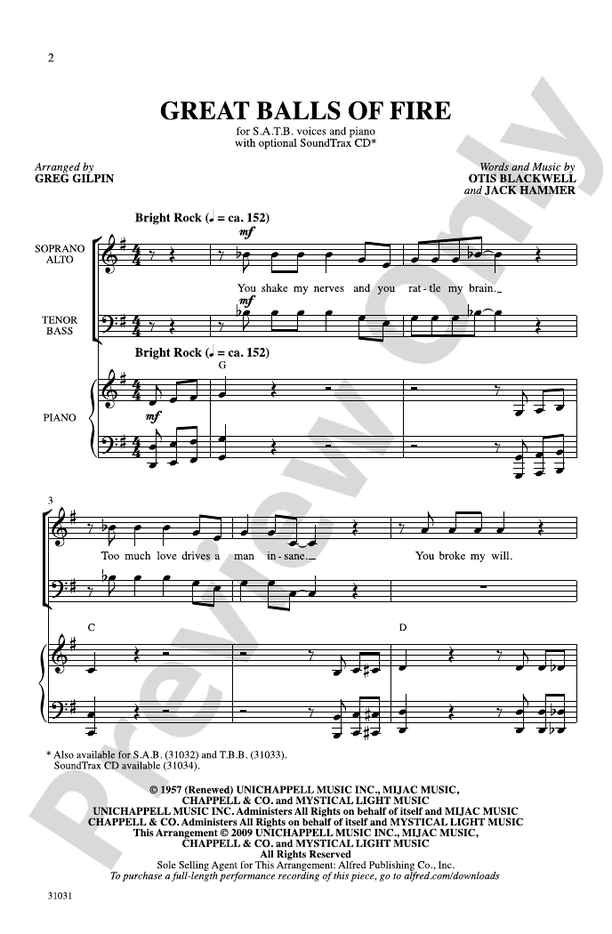 Great Balls of Fire – SATB Choral Octavo (Digital Download)
