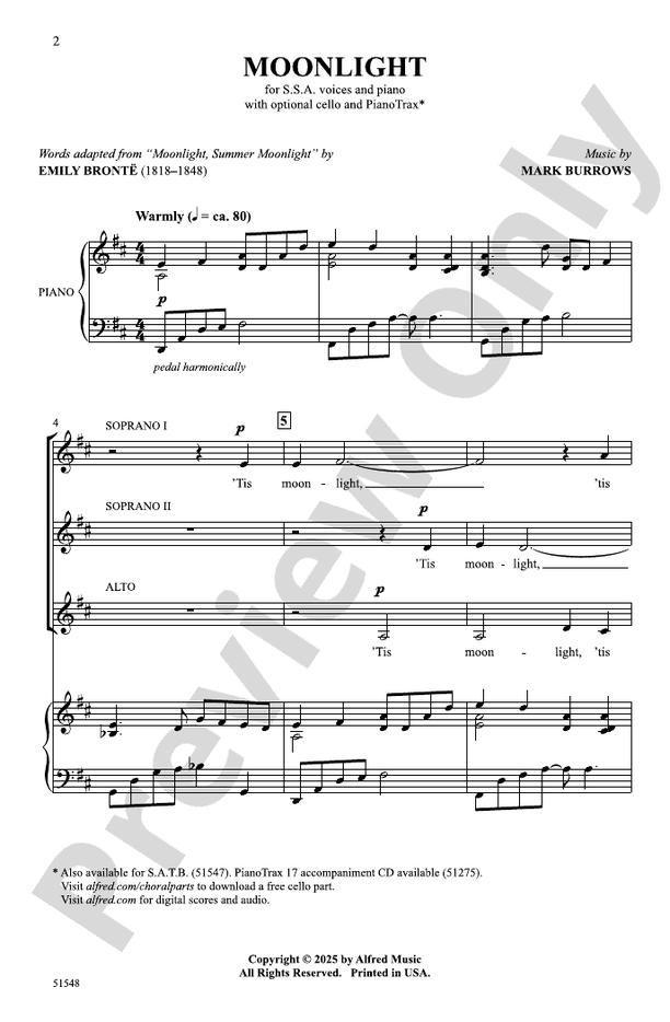Moonlight - SSA Choral Octavo (Digital Download)