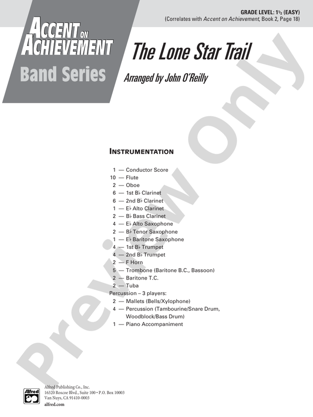 The Lone Star Trail - Concert Band Conductor Score & Parts (Digital Download)