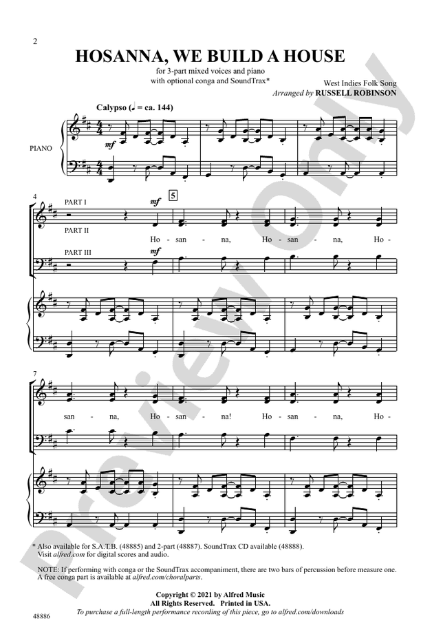 Hosanna, We Build a House – 3-Part Mixed (Digital Download)