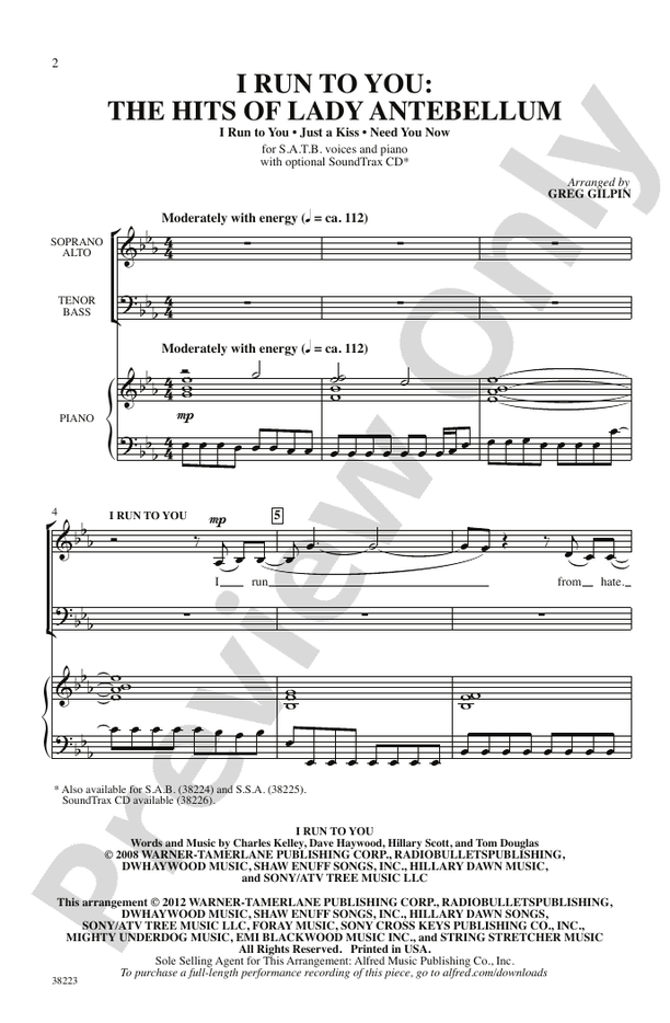 I Run to You: The Hits of Lady Antebellum – SATB Choral Octavo (Digital Download)