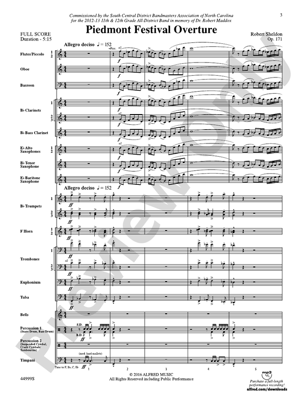 Piedmont Festival Overture - Concert Band Conductor Score & Parts (Digital Download)