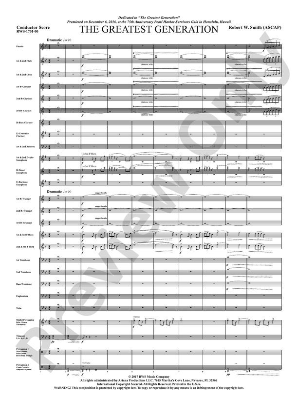 The Greatest Generation - For Symphonic Band - Concert Band Conductor Score & Parts (Digital Download)