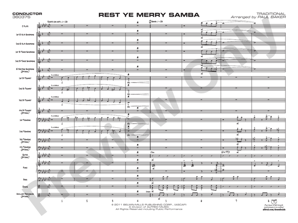 Rest Ye Merry Samba - Jazz Ensemble Conductor Score & Parts(Digital Download)
