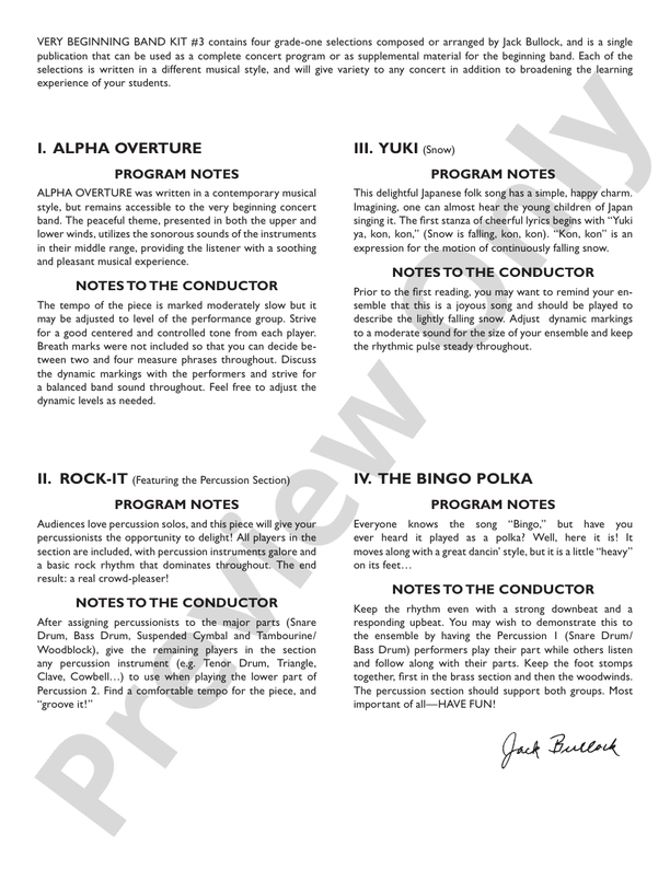 Belwin Very Beginning Band Kit #3 - Concert Band Conductor Score & Parts (Digital Download)