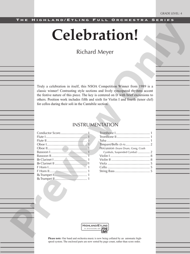 Celebration! – Full Orchestra Conductor Score & Parts (Digital Download)