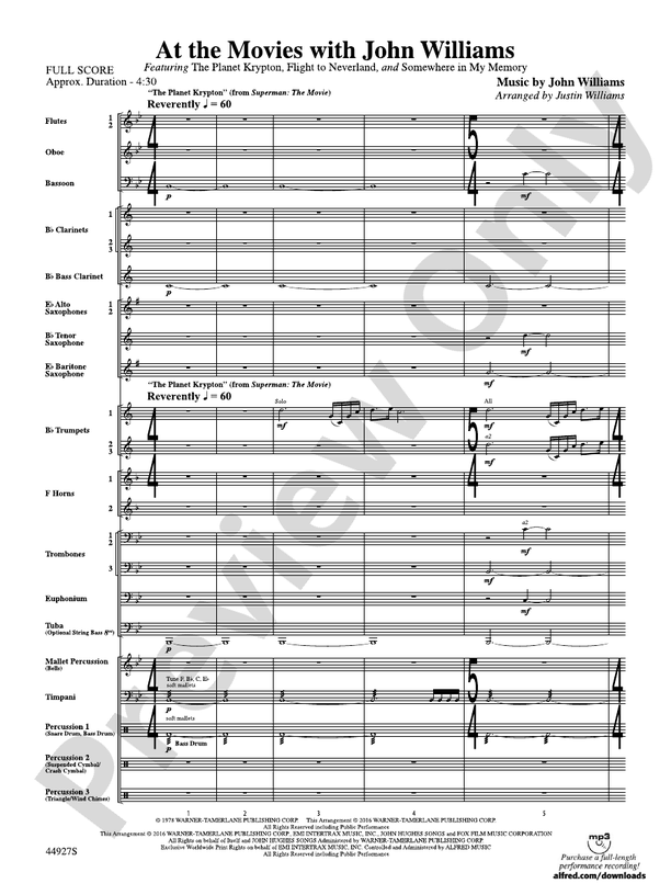 At the Movies with John Williams - Concert Band Conductor Score & Parts (Digital Download)