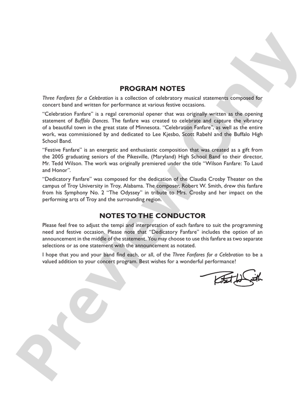 Three Fanfares for a Celebration - Concert Band Conductor Score & Parts (Digital Download)