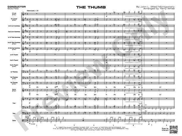 The Thumb – Jazz Ensemble Conductor Score & Parts (Digital Download)
