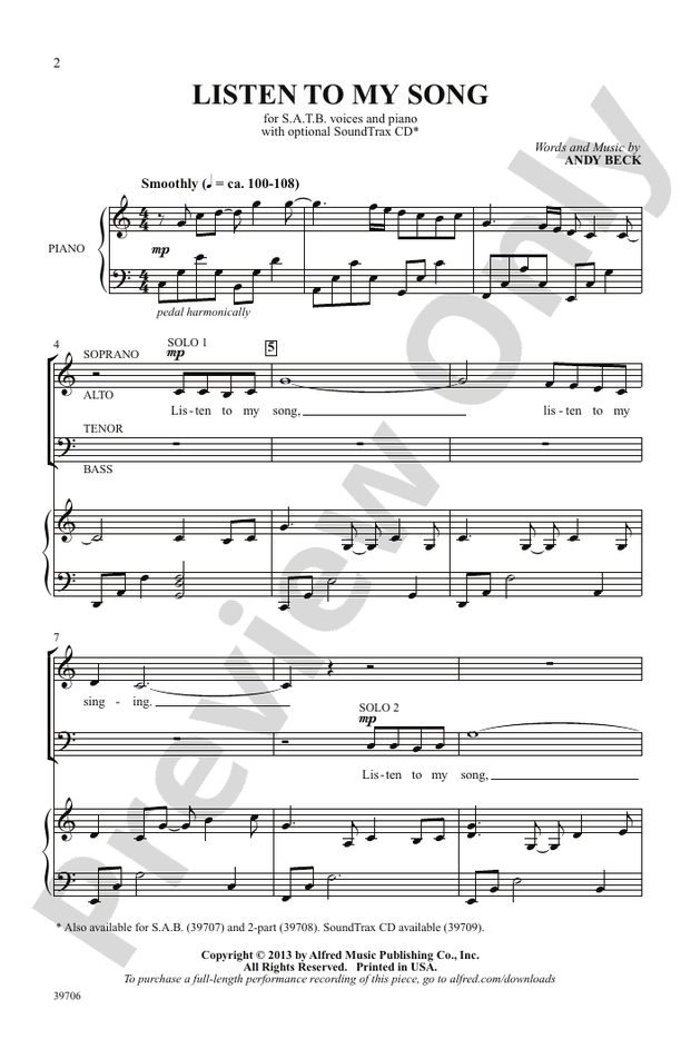 Listen to My Song – SATB Choral Octavo (Digital Download)