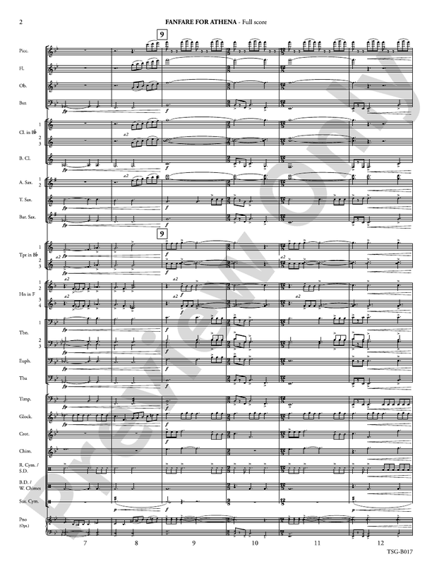 Fanfare for Athena - Concert Band Conductor Score & Parts (Digital Download)