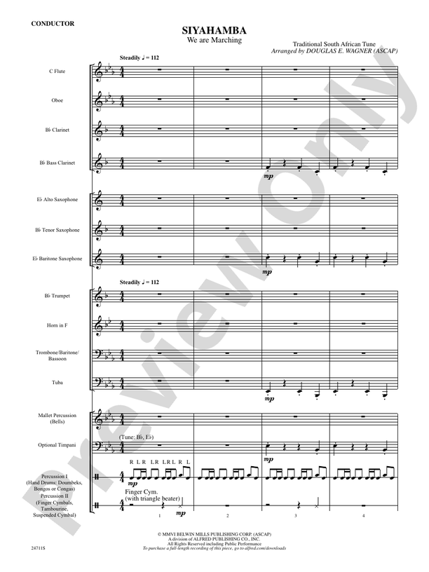 Siyahamba (We Are Marching) - Concert Band Conductor Score & Parts (Digital Download)