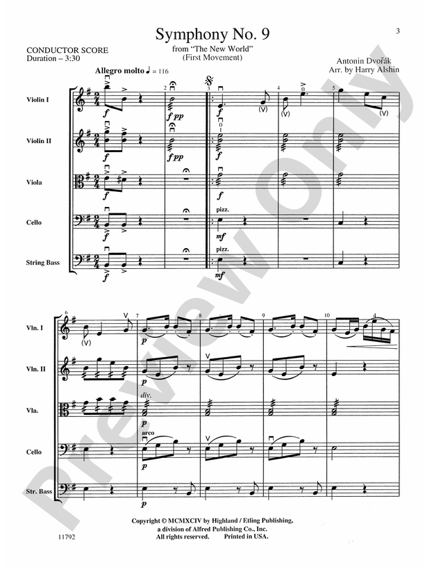 New World Symphony – String Orchestra Conductor Score & Parts (Digital Download)