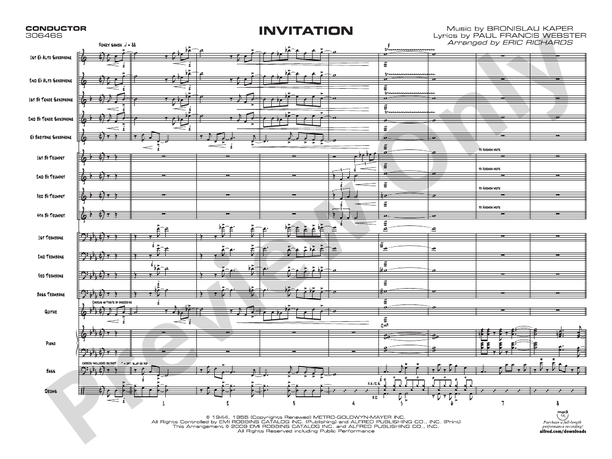 Invitation (Grade 4) - Jazz Ensemble Conductor Score & Parts(Digital Download)
