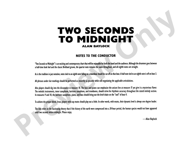 Two Seconds to Midnight - Jazz Ensemble Conductor Score & Parts (Digital Download)