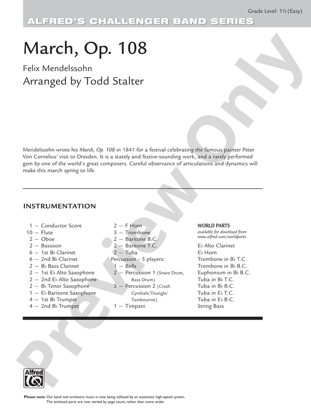 March, Op. 108 - Concert Band Conductor Score & Parts (Digital Download)