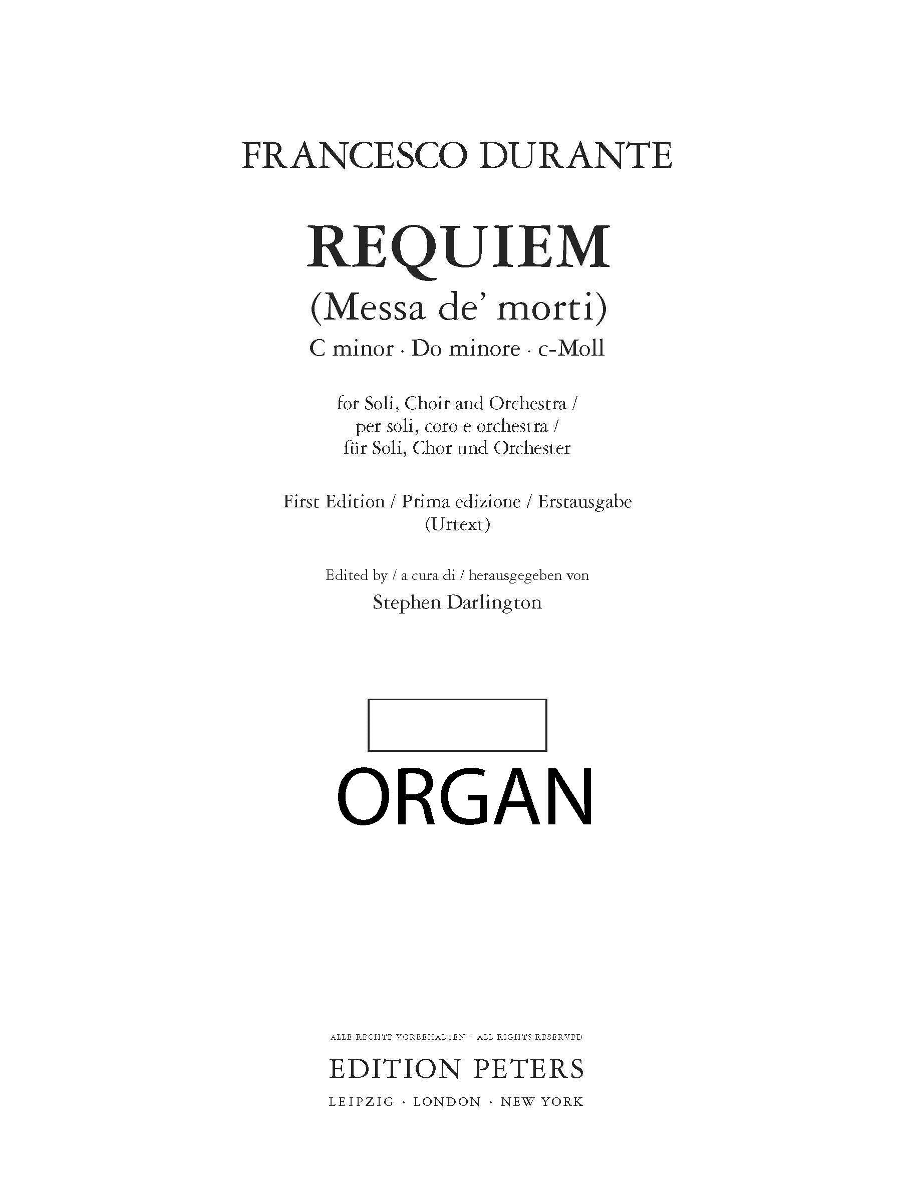 Durante - Requiem (Messa de' morti) (EP73044) - Organ (Digital Download)