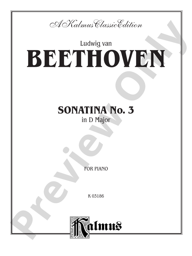Beethoven - Sonata No. 3 in D Major - Piano Solo (Digital Download)