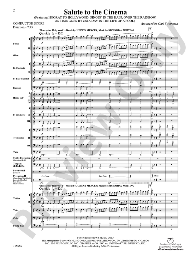 Salute to the Cinema – Full Orchestra Conductor Score & Parts (Digital Download)