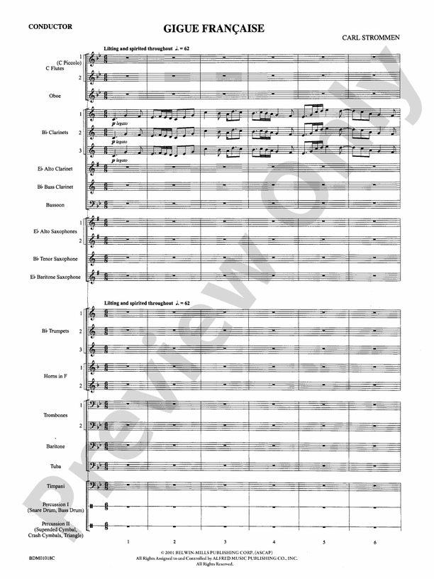 Gigue Fran√ßaise - Concert Band Conductor Score & Parts (Digital Download)