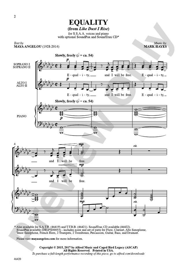 Equality – SSAA Choral Octavo (Digital Download)