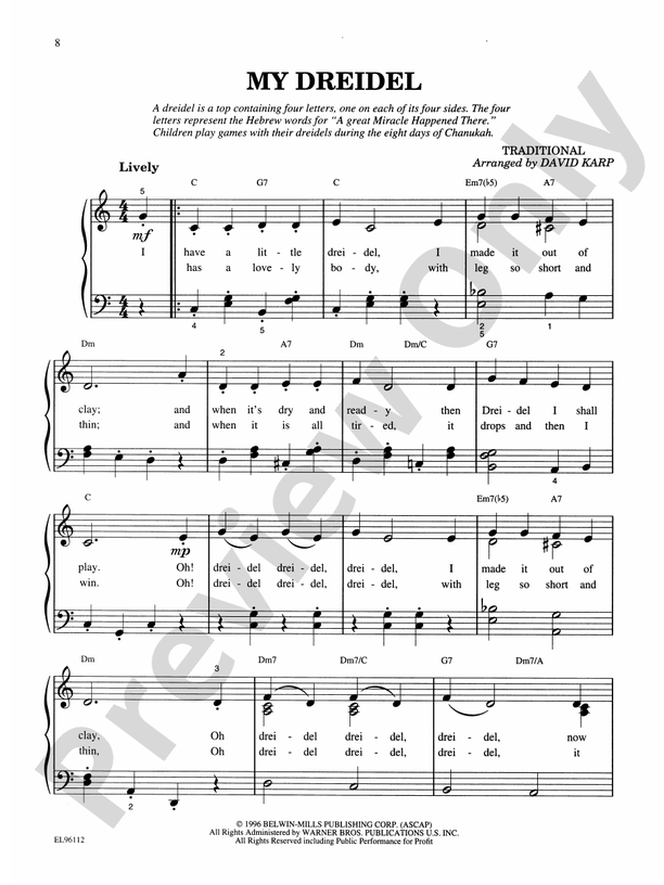 Hebrew Holiday and Folk Songs: With Lyrics, Translations and Guitar Chords - Piano (Digital Download)