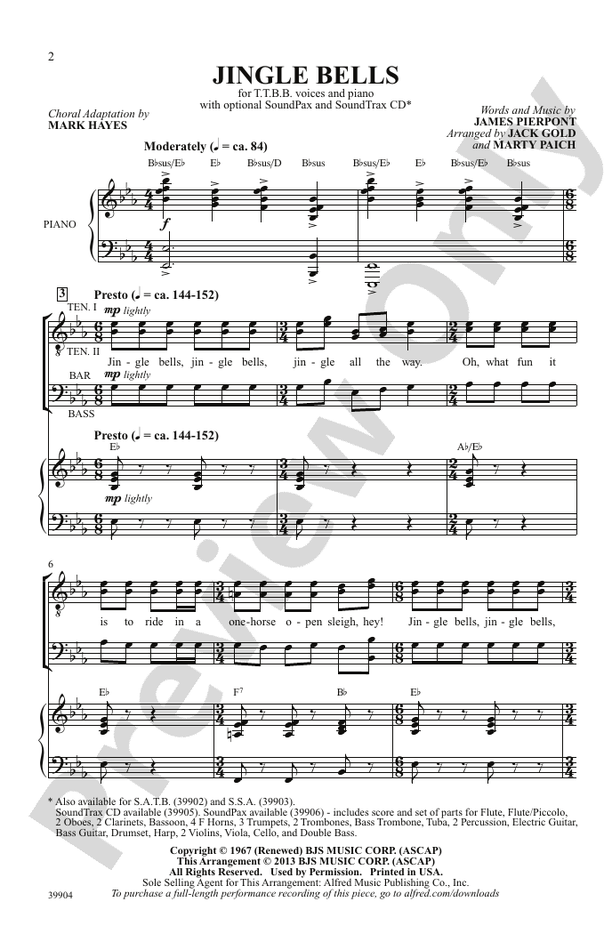 Jingle Bells – TTBB Choral Octavo (Digital Download)