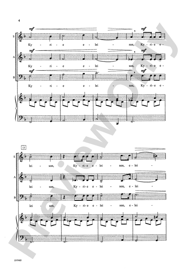 Kyrie (from the Mass in G) – SAB Choral Octavo (Digital Download)