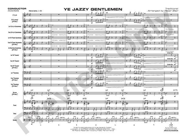 Ye Jazzy Gentlemen – Jazz Ensemble Conductor Score & Parts (Digital Download)