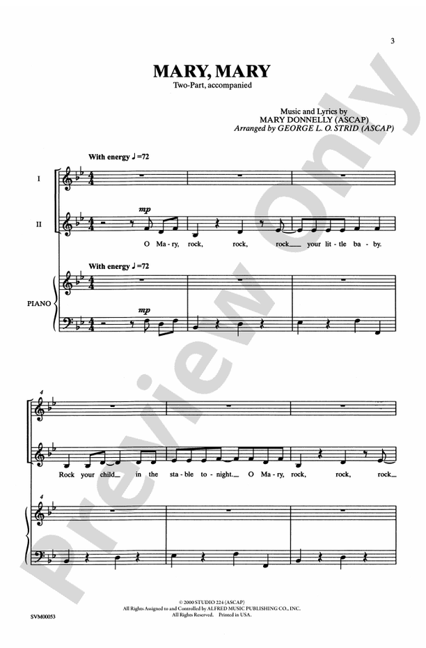 Mary, Mary – 2-Part Choral Octavo (Digital Download)