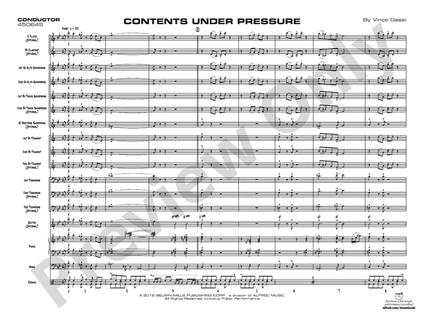 Contents Under Pressure – Jazz Ensemble Conductor Score & Parts (Digital Download)