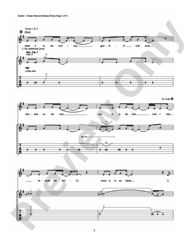 Grease Paint and Monkey Brains - Guitar TAB (Digital Download)