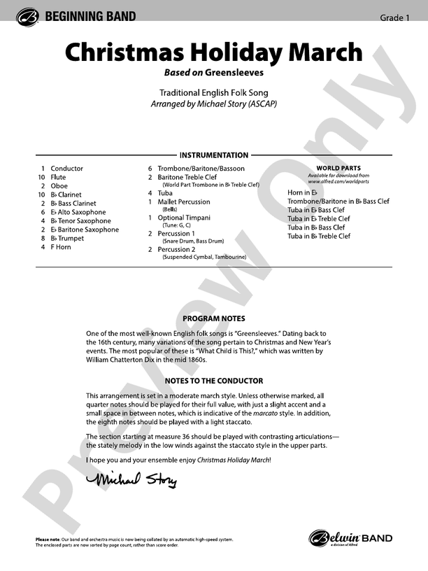 Christmas Holiday March - Concert Band Conductor Score & Parts (Digital Download)