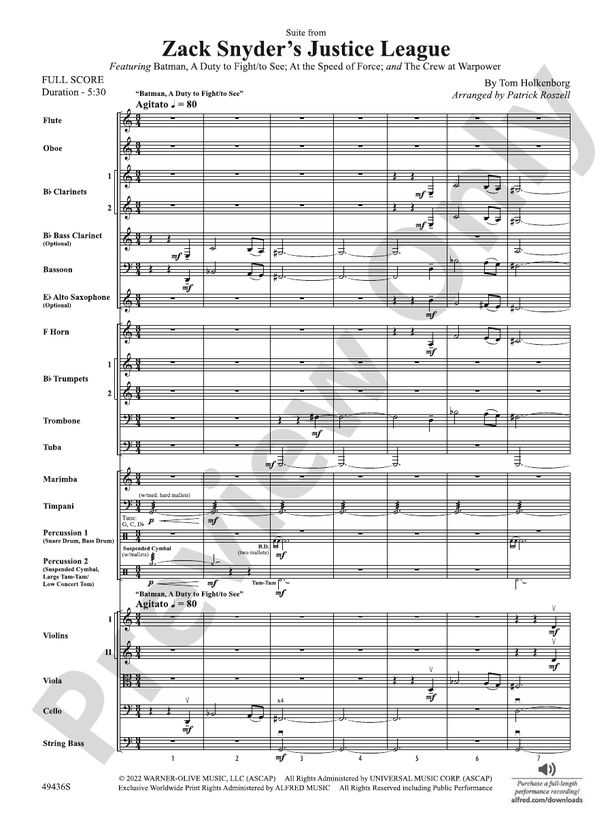 Suite from Zack Snyder's Justice League – Full Orchestra Conductor Score & Parts (Digital Download)