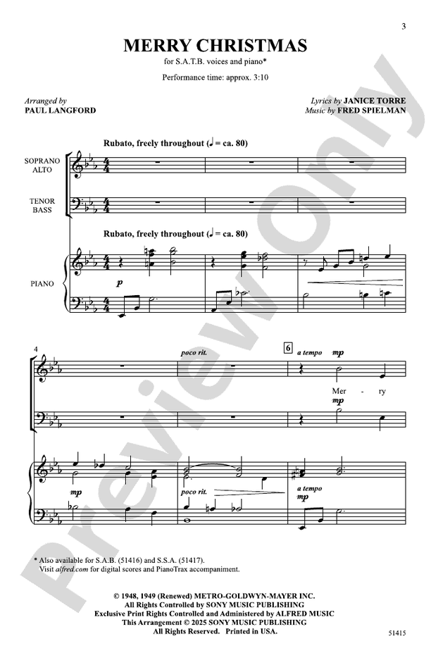 Merry Christmas - SATB Choral Octavo (Digital Download)