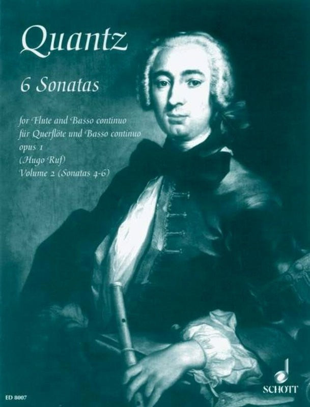 Quantz - 6 Sonatas Op1 Volume 2: #4-6 - Flute/Piano Accompaniment Schott ED8007