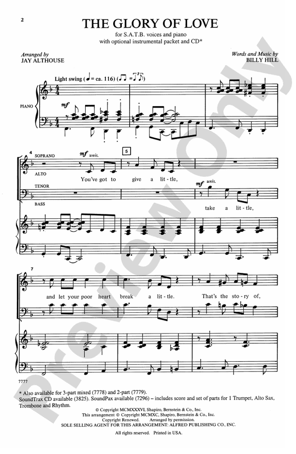 The Glory of Love - SATB Choral Octavo (Digital Download)