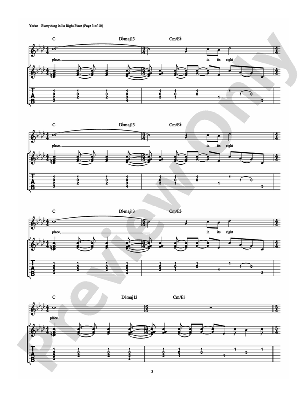 Everything in Its Right Place - Guitar TAB (Digital Download)