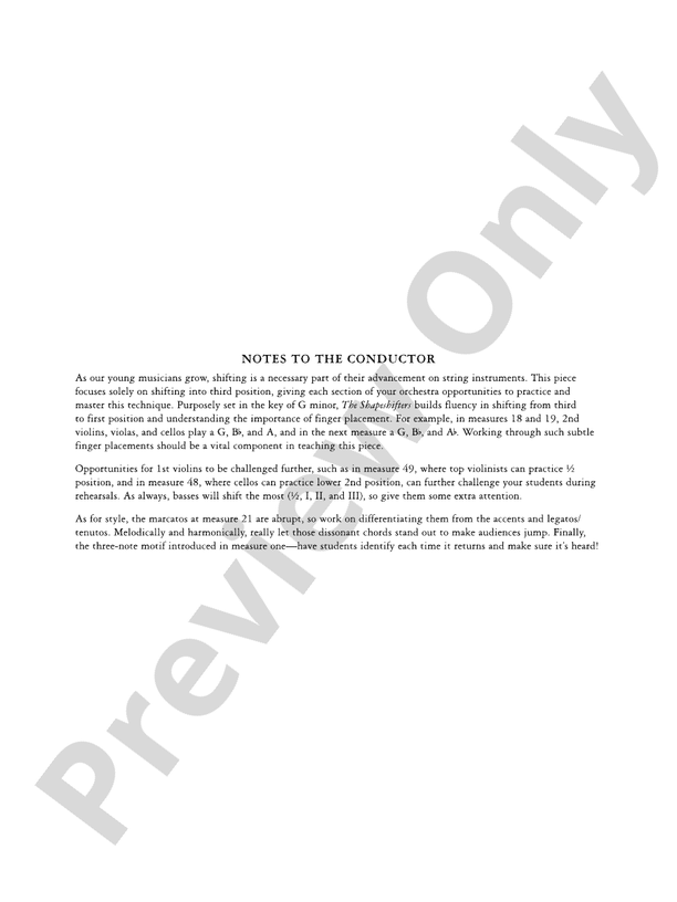 The Shapeshifters – String Orchestra Conductor Score & Parts