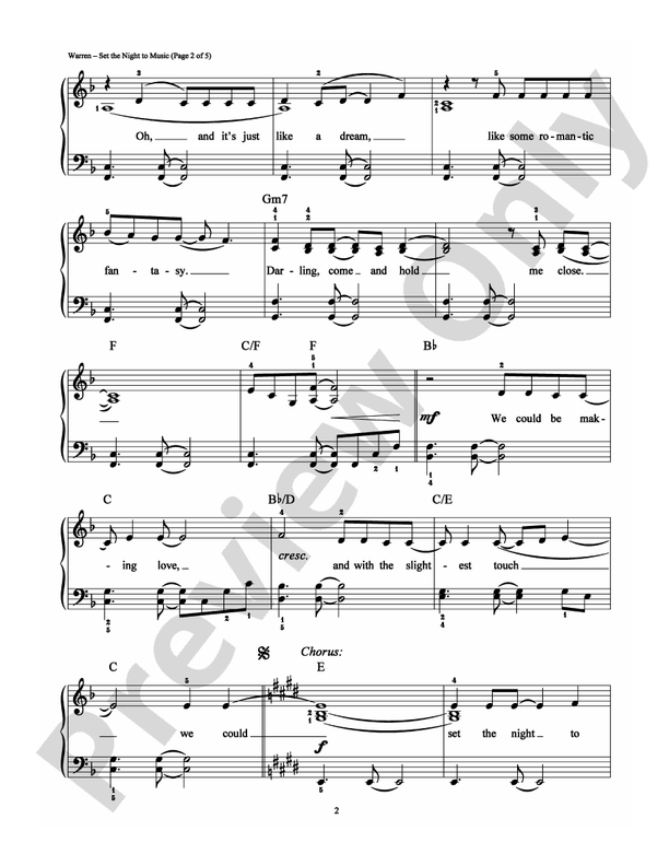 Set the Night to Music - Arr. Dan Coates - Easy Piano (Digital Download)