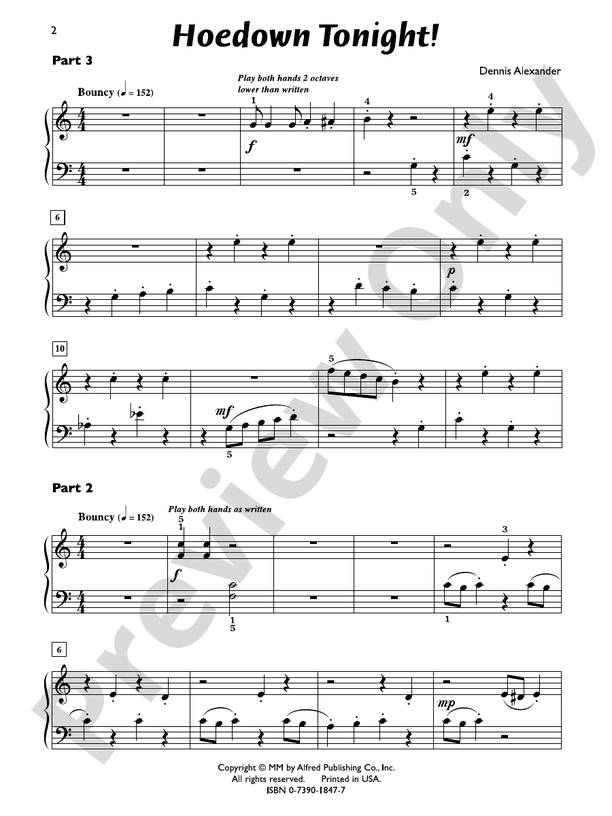 Hoedown Tonight! - 1 Piano, 6 Hands (Digital Download)