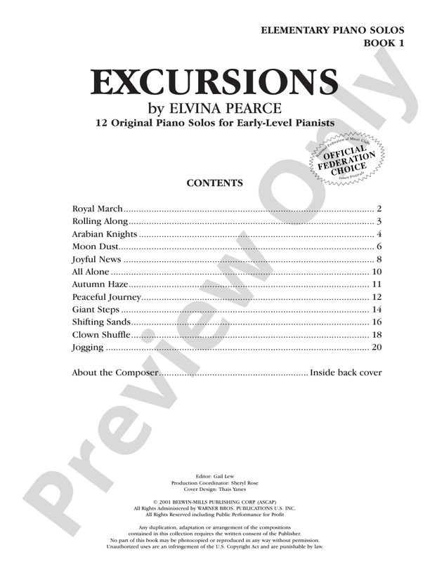 Excursions, Book 1 - Piano (Digital Download)