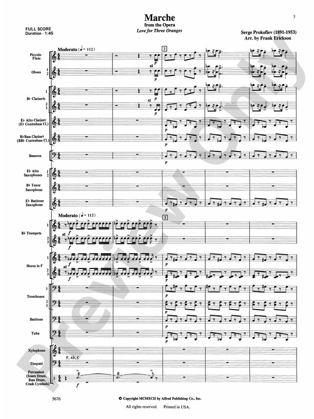 March from the Opera Love for 3 Oranges - Concert Band Conductor Score & Parts (Digital Download)