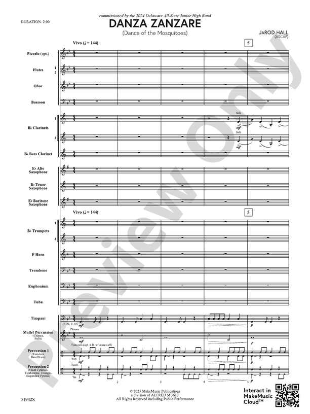 Danza Zanzare - Concert Band Conductor Score & Parts(Digital Download)