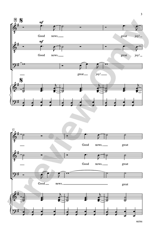 Good News, Great Joy! – TTB Choral Octavo (Digital Download)
